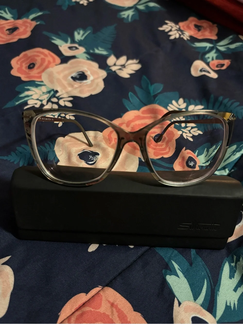Silhouette Women’s Clear Brown Translucent Cat-Eye Glasses